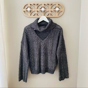Urban Outfitters Keyhole Turtleneck Knit Sweater Gray Sz Medium